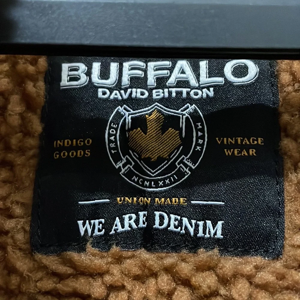 NEW Buffalo David Bitton Blue Mens Acid Wash Sherpa Denim Jacket - Large - Picture 12 of 13